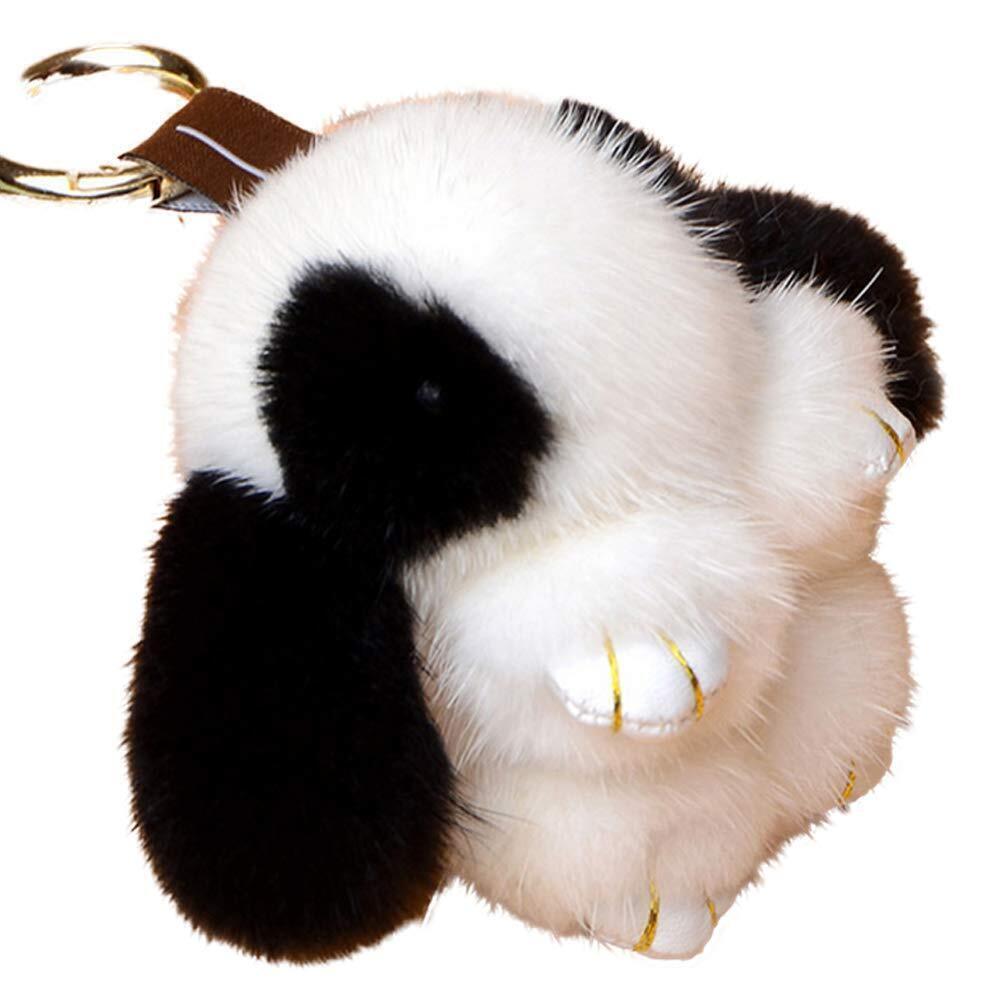 4272 Mink Fur Pom Pom Keychain Fluffy Real Rex Bunny Keychain Soft